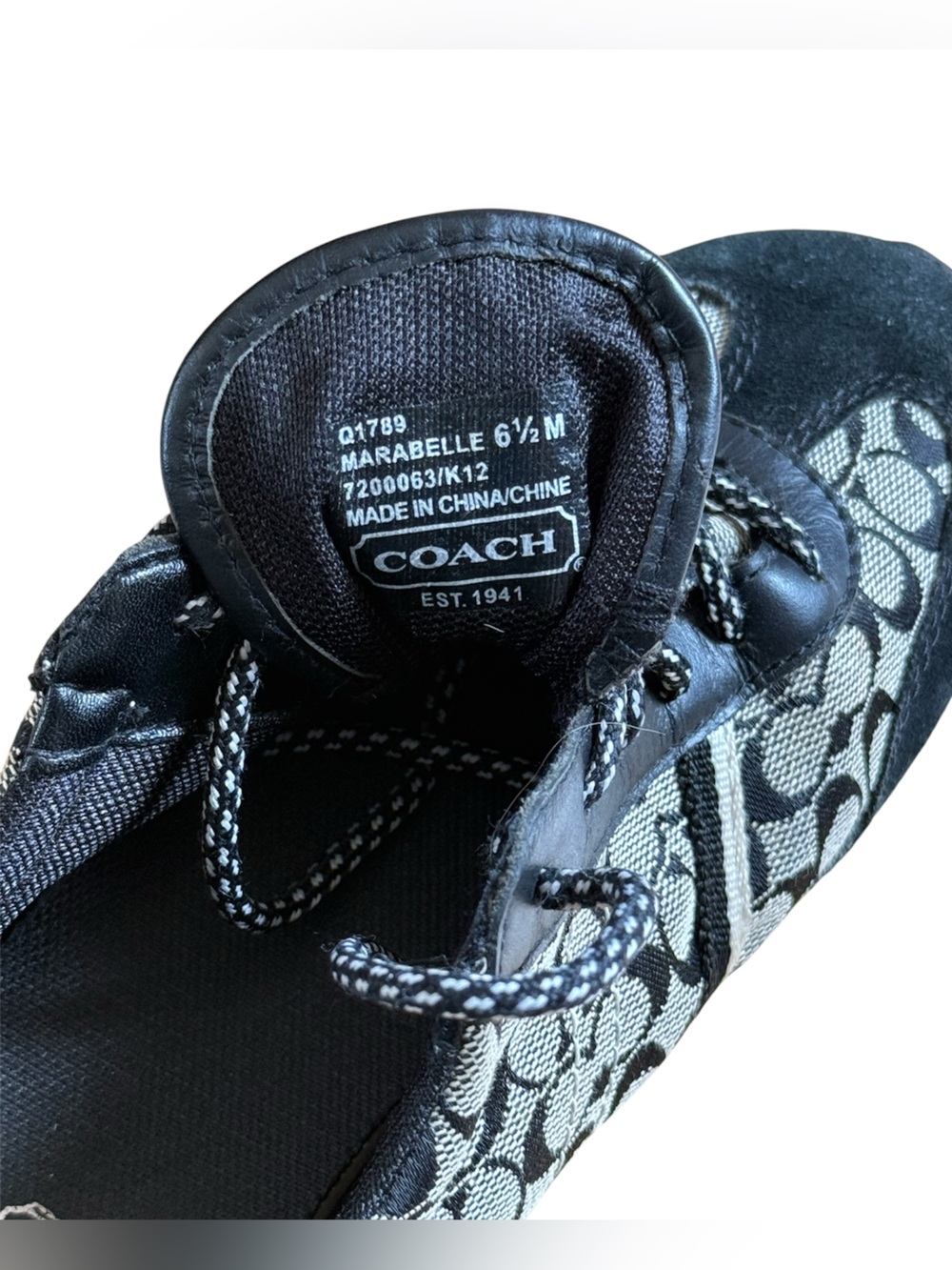 Coach Marabelle Signature Jacquard Sneakers Black Gray Women’s 6.5 - Picture 12 of 14